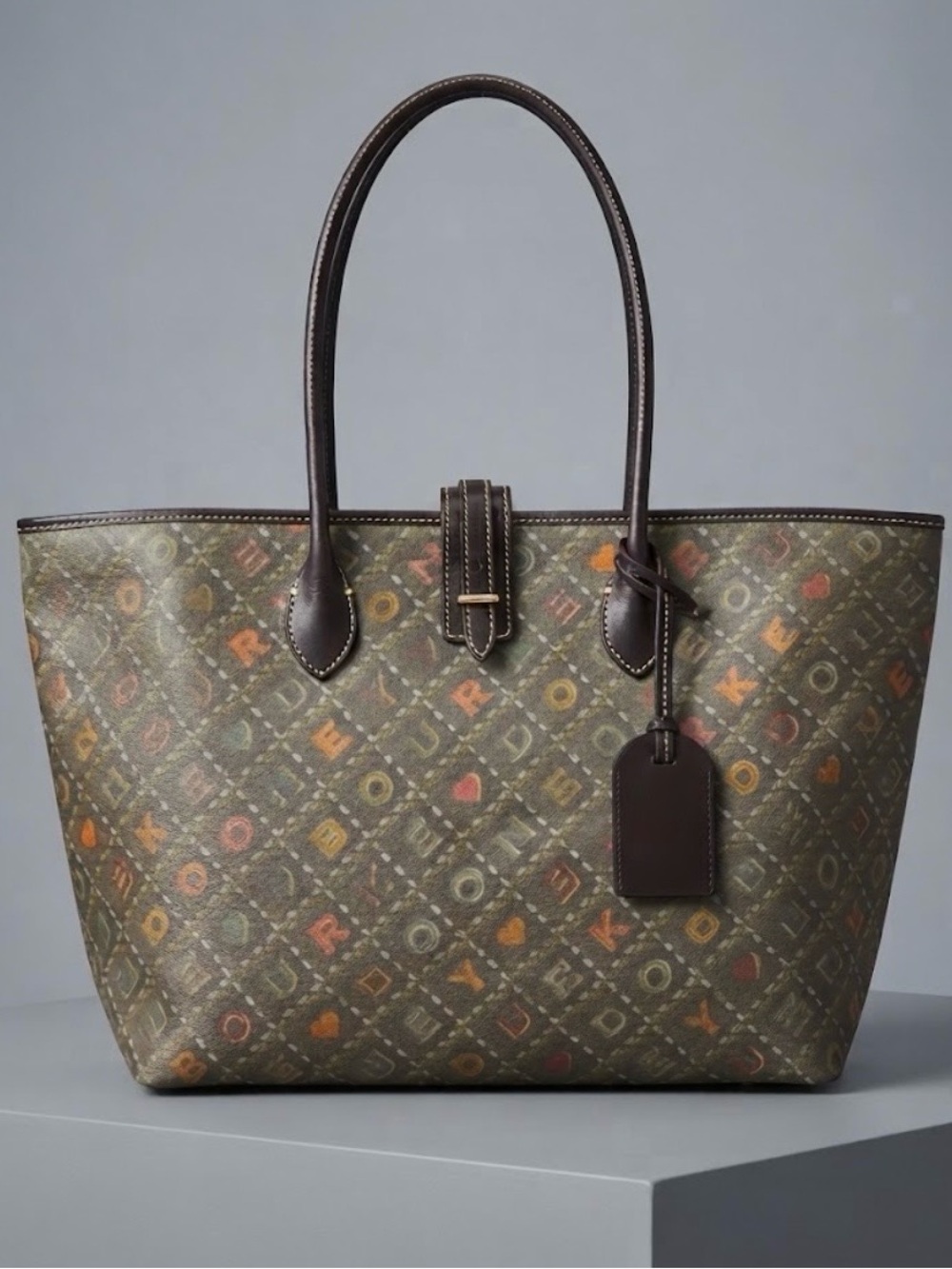 Y2K Dooney & Bourke multicolored letter and logo print canvas tote
